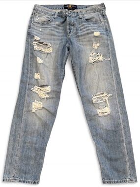 Lucky Brand Dylan Boyfriend Jeans- Distressed, Relaxed Button Fly Size 27